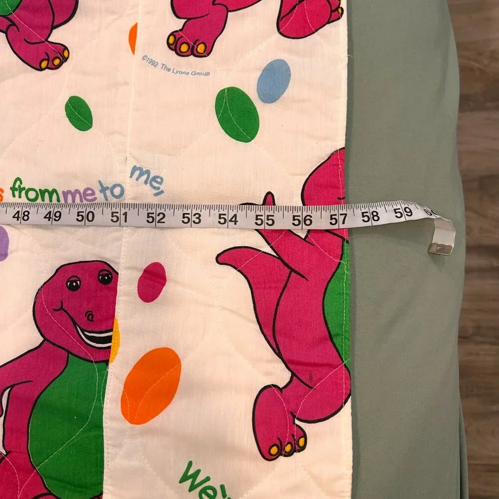 Vintage Barney Comforter Hand Made Toddler Bedding